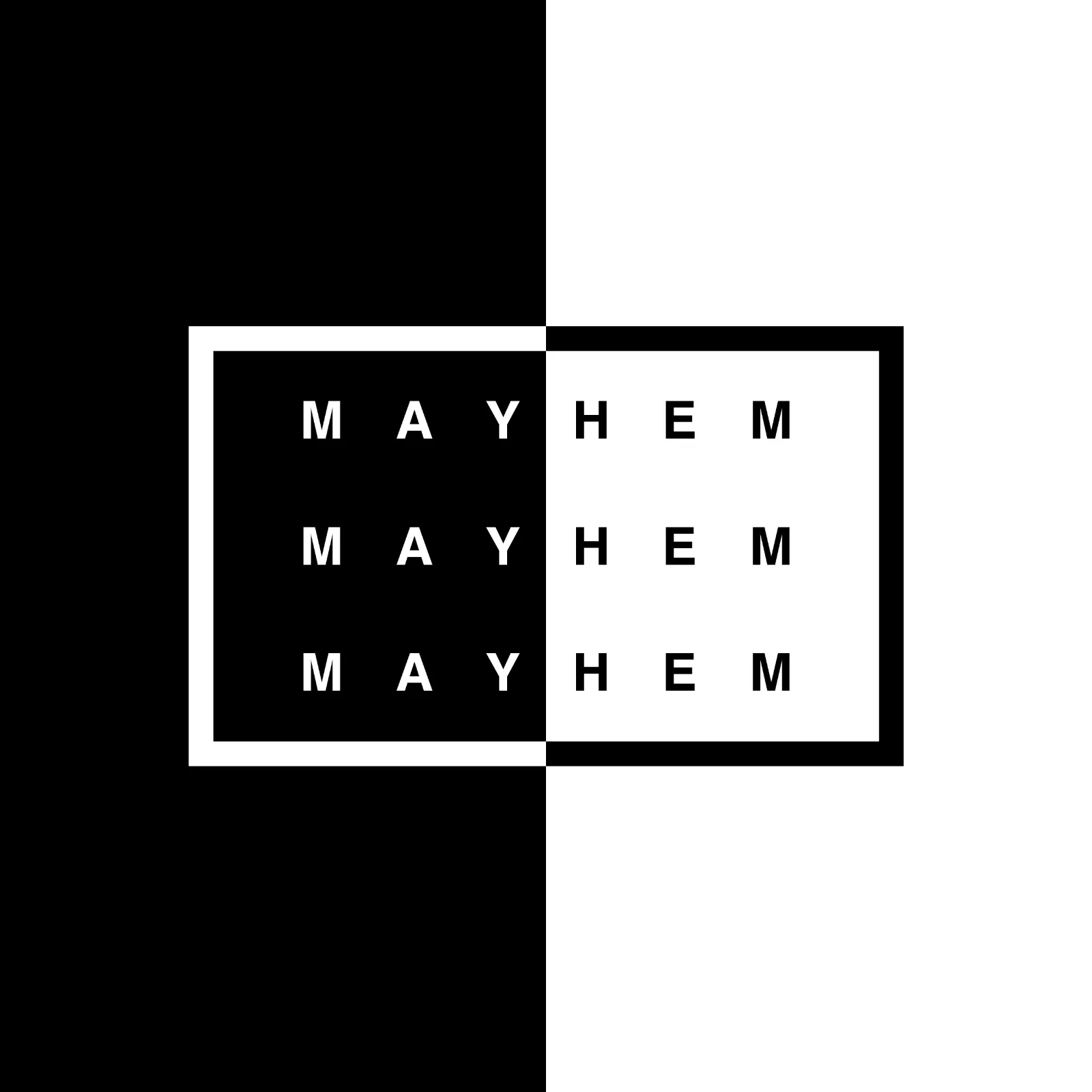 Original Mayhem repeated wordmark