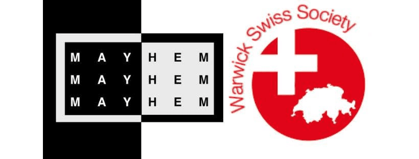 Mayhem x Warwick Swiss Society pre-drinks artwork
