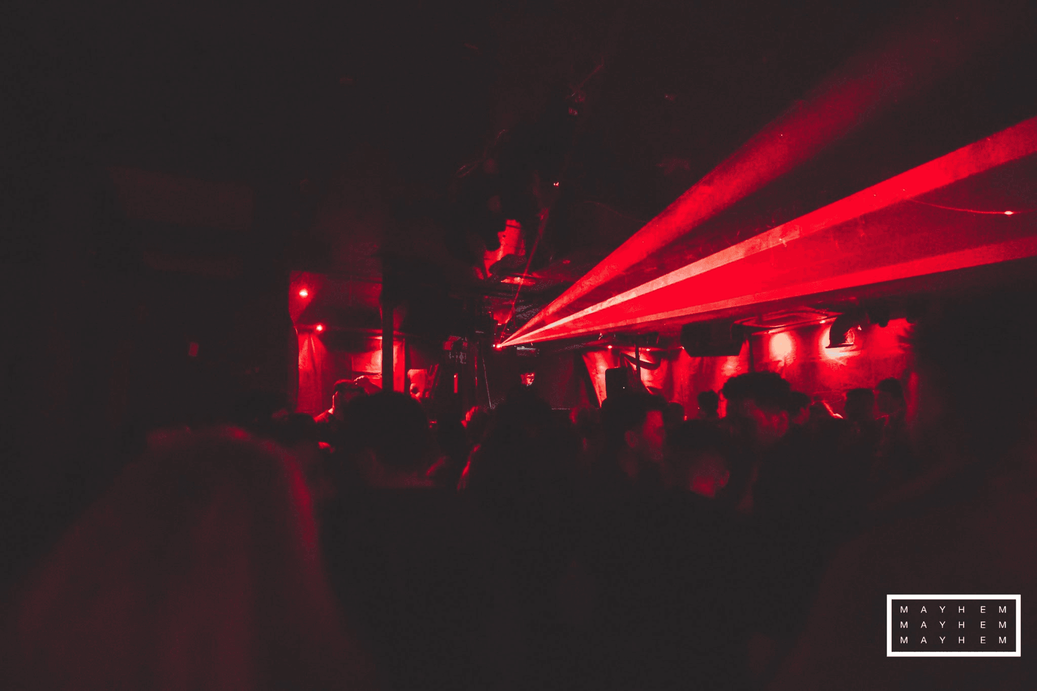 Laser-lit crowd at MHM004: Climax